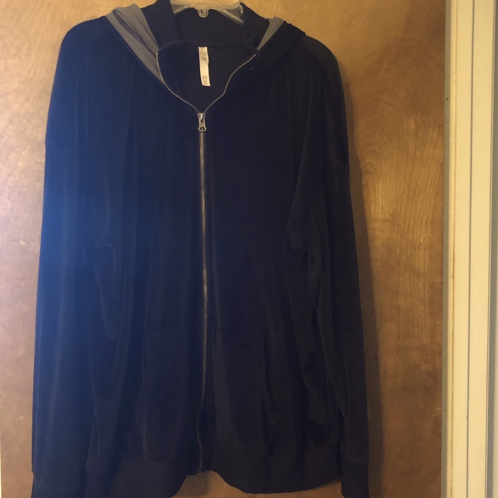 LuLaRoe Cozy Collection Zip Up Black Velvet Hoodie